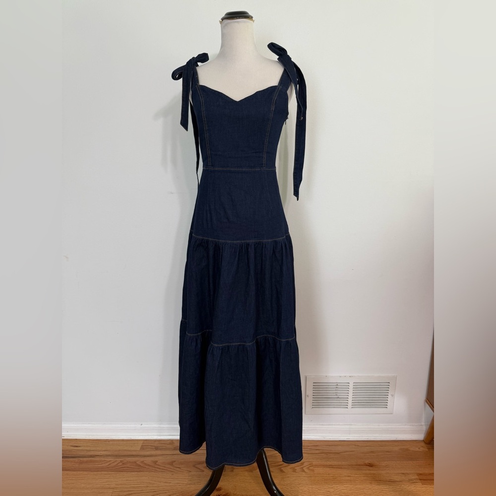 NWT FASHION NOVA Imelda Denim Maxi Dress - Dark Wash - Picture 5 of 8